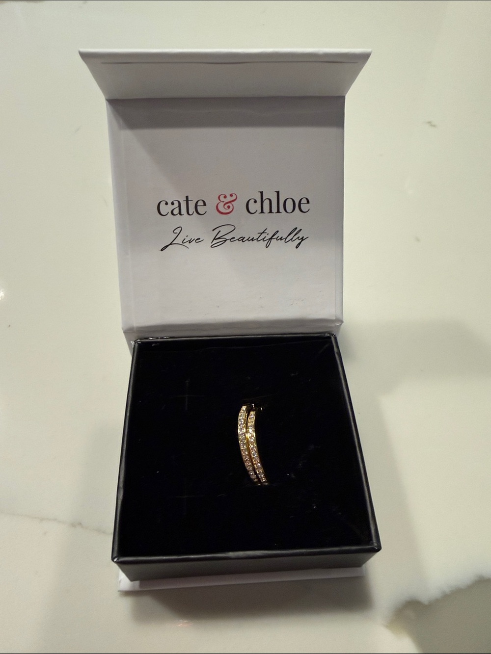 cate & chloe Bianca 18k gold Swarovski hoop earrings
